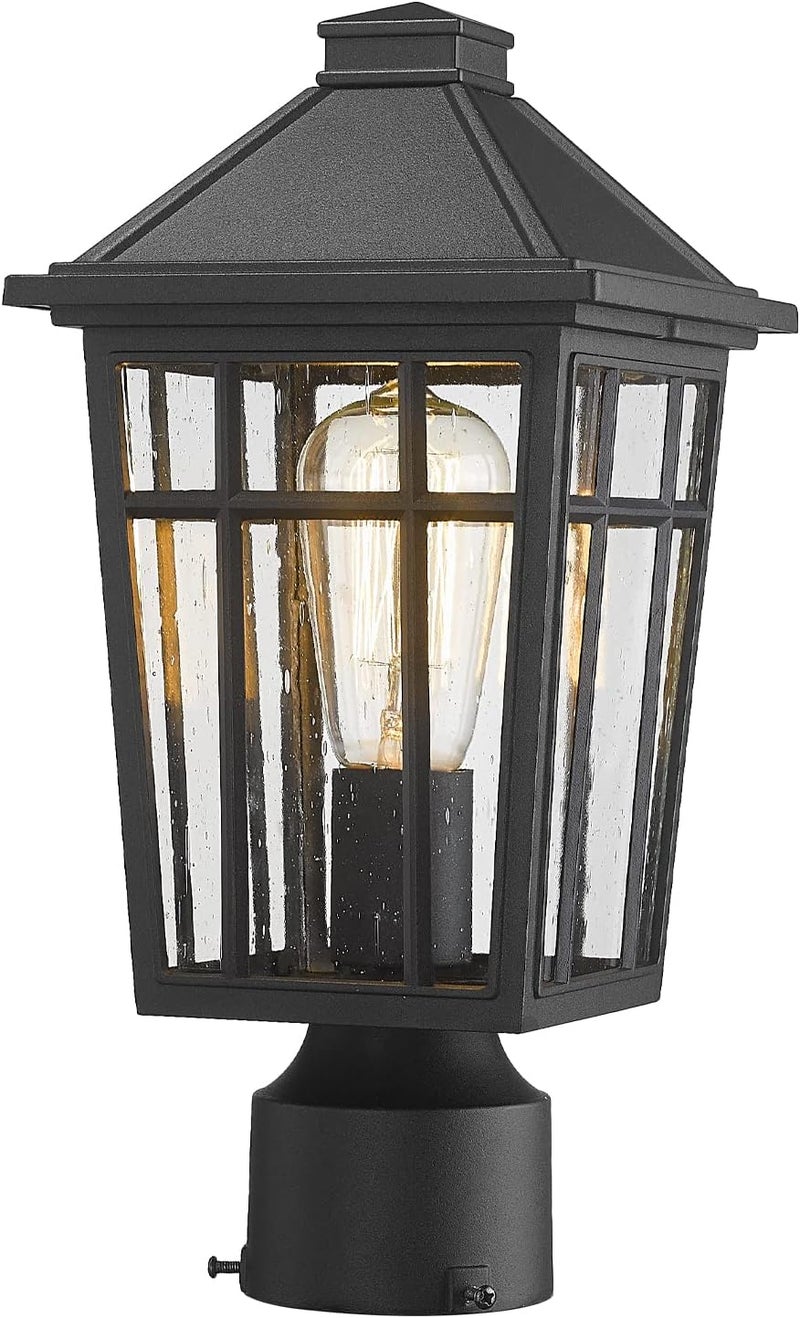 Darkaway Outdoor Post Lights Lamp Post Light Fixture, Waterproof Aluminum Housing with Glass, Fence Post Deck Lighting for Garden, Patio, Pathway (1 Pack, Black) - Image 1